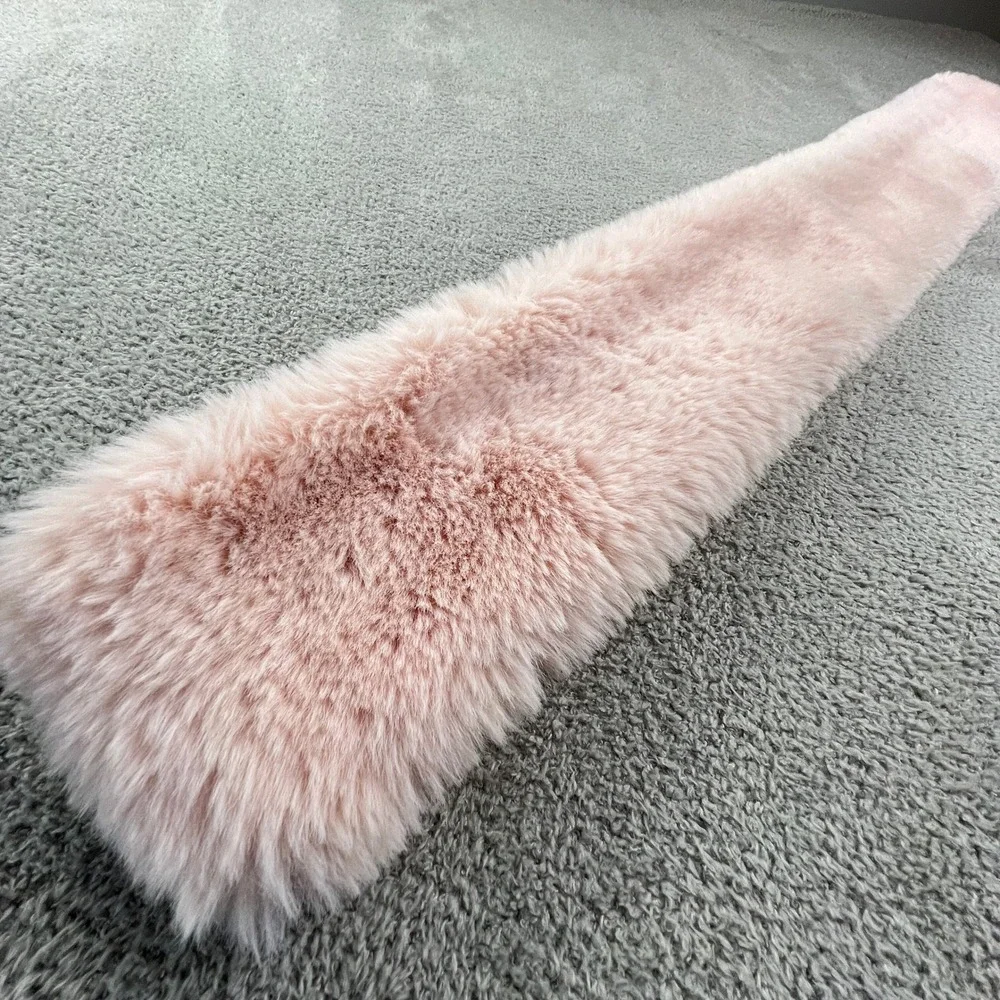 Cashmere Pink 100%‎ Virgin Wool Plush Faux Fur Scarf 34x5 Sky Elegant Luxury